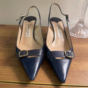 Jimmy Choo Navy Slingbacks (Size 37 // Size US 7)